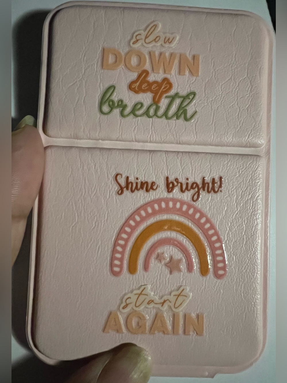 Customized "Slow Down Deep Breath Shine Bright Start Again." Folderable Mirror